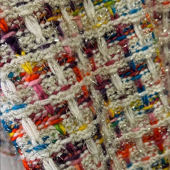 Mystree Sparkly/Colorful Woven Crew Neck Sweater - Picture 3 of 7